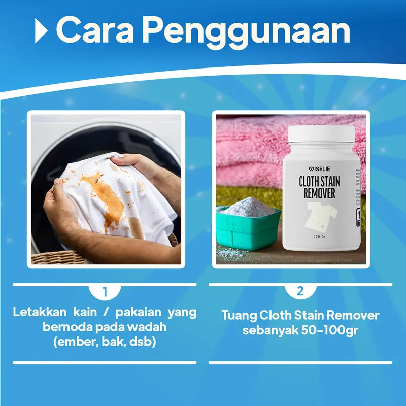 Wiselie Spesial Pembersih Bantal dan Mukenah Cloth Stain Remover Pembersih Penghilang Noda bandel Pakaian Pencerah Warna Pakaian Kain Jamur Sarung bersih 5