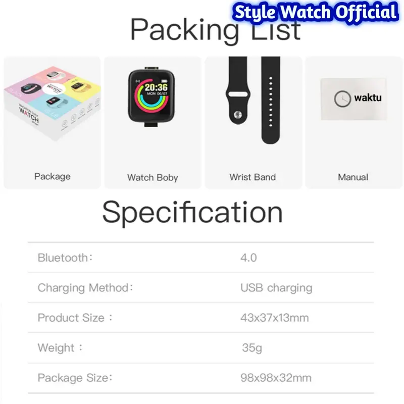 {FREE LM} Jam Tangan Pintar Android Digital Smartwatch Suport Bluetooth Notif Whatsap Telp Sms Music Kamera. Sensor Detak Jantung,ANTI AIR 1