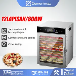 Pengering Makanan Mesin Food Dehydrator Digital stainless steel 12 trayers Meat Drying bagus Pengering Buah 12 Lapis Makanan Komersial Rumah Tangga Pengering Jamur Daging Camilan Hewan Peliharaan Mesin Pengering Makanan Kecil mesin pengering buah