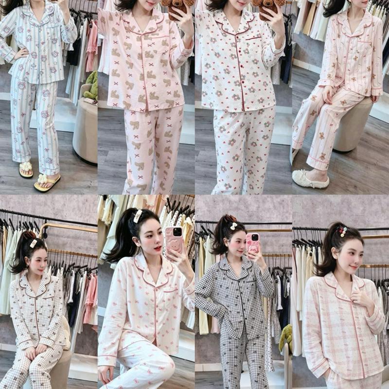 Lụa đũi mềm tay dài quần dài viền lé - có túi trước (Freesiez 40-62kg)