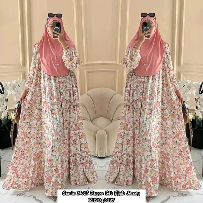 Lavanya Set Hijab Gamis syari || Gamis Set Hijab Dress Wanita Rayon  Diamond 3