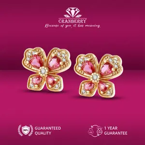 OS1-E29 Anting Wanita Cranberry Premium Permata Red Ruby Anti Luntur Berubah Warna Garansi 1 Tahun Fahshion Accessories Size Adjustable Kualitas Grade VVS1 Aksesoris Anting Nikah Elegan COD