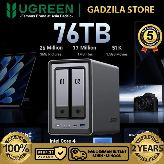 UGREEN DXP2800 2-Bay NAS Server Storage 76TB 2.5GbE Network Port With Intel N100 Quad-Core Processor
