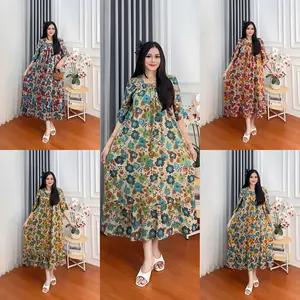 Home Dress Daster Rayon Panjang Fuji Jumbo Karet Dada Baju Tidur Longdress Busui Bumil Kekinian Motif Wanita