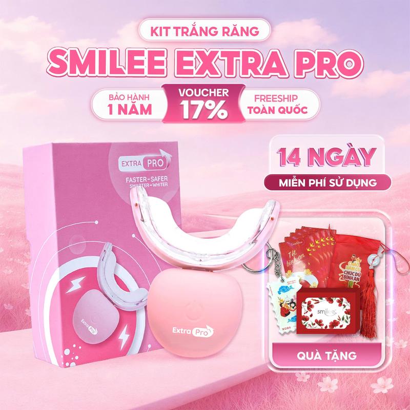BÃO DEAL - Smilee Extra Pro - Bộ kit hỗ trợ làm trắng răng tại nhà gồm 3 bút gel làm trắng - Duy trì độ trắng lên đến 8 tháng tuỳ cơ địa - Hàng chính hãng - Tặng Túi Tết + Ngọc Bội + Lì Xì + Móc Khóa Tết + Bao Bì Đỏ