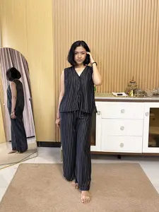 ZZAF - KHAYLA SET STRIPE BASIC PREMIUM - SETELAN VEST & CELANA SALUR WANITA - SETELAN KERJA WANITA - ONE SET SALUR STRIPE BASIC korean style
