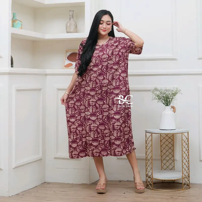 BATIKCERIA - Daster Rayon Jumbo Busui Resleting Depan Baju Tidur wanita Bumil Nyaman 1