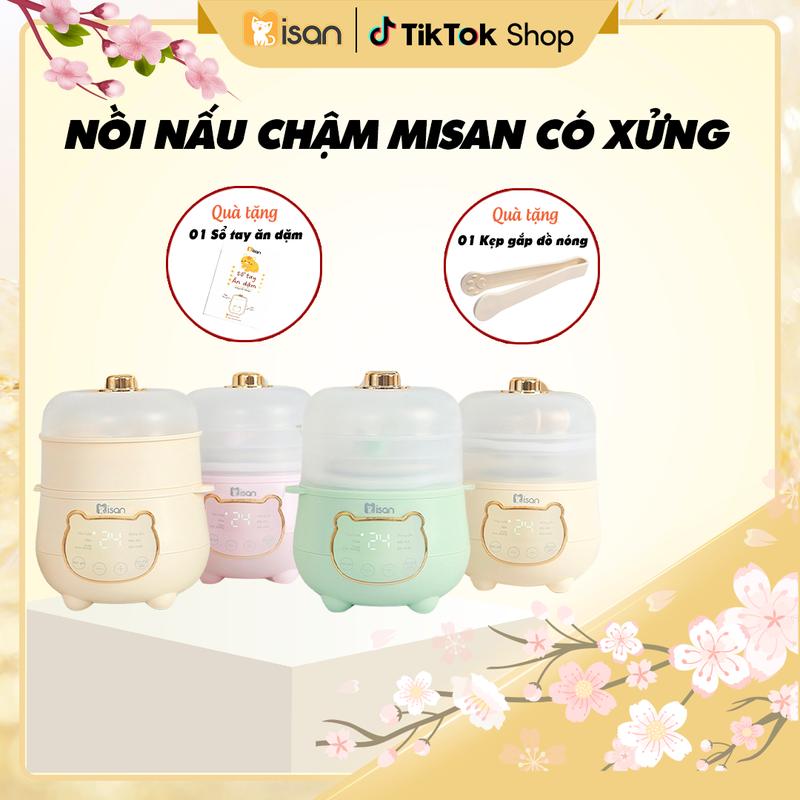 KOC Nồi Nấu Cháo Chậm Misan Dung Tích 1 Lít 6 Chế Độ Nấu Bảo Hành 24 Tháng Tặng Kèm Sổ Tay Ăn Dặm Và Kẹp Gắp