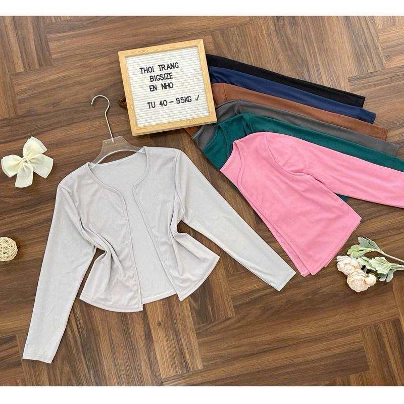  Thời Trang Bigsize Én Nhỏ - Áo Khoác Cardigan Bigsize Thun Tăm cổ tim Hot Hit Nữ Cao Cấp Xinh Đẹp Sang Trọng Dễ Thương Giá Rẻ 40-95kg Én Nhỏ Có Bigsize Nhung Đen Voi Kem Tím - 2418a 