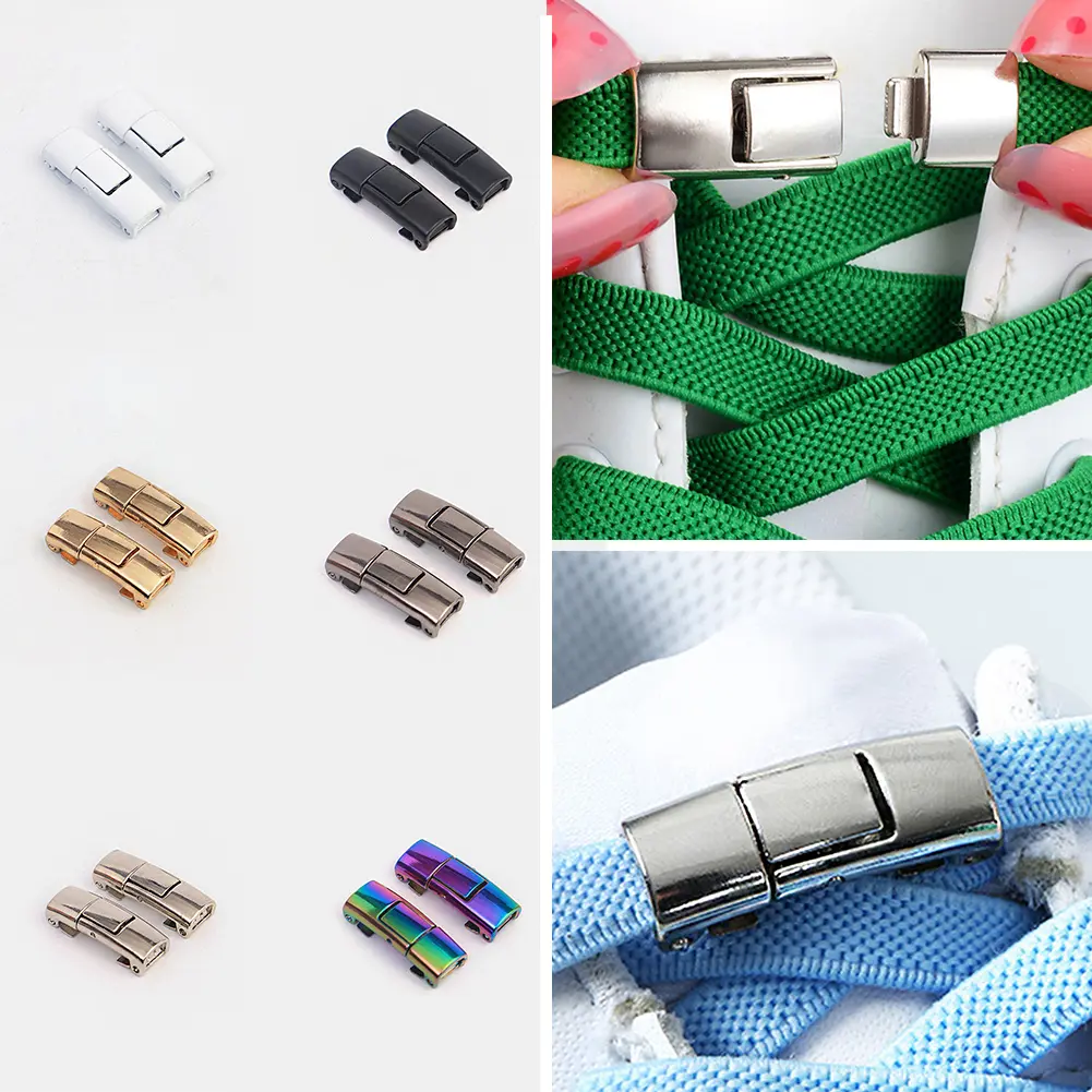 1 Pair Lace Lock Diy Sneaker Kits Shoe Decoration Charm Metal Laces Buckle Shoelace Accessories Shoelaces