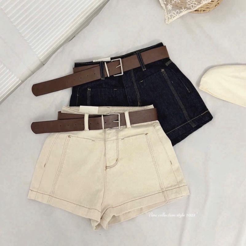 TATTA Jeans | #1337 Quần Sooc Bò Ngắn Kèm Đai Da Bản To Hàng QCCC Jean Đùi Nữ Top Women