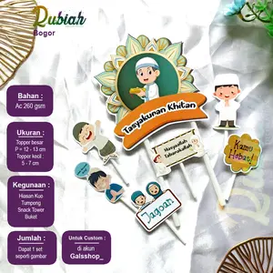 Custom Nama Foto Topper cake Tasyakuran Khitan Hiasan Kue snack Tower Buket Tumpeng