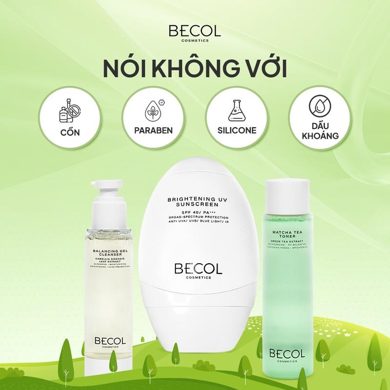 Bộ 3 Sản Phẩm BECOL Chăm Da Sáng Khoẻ Vượt Trội, Sữa Rửa Mặt 100ml, Toner 150ml, Kem Chống nắng 50ml