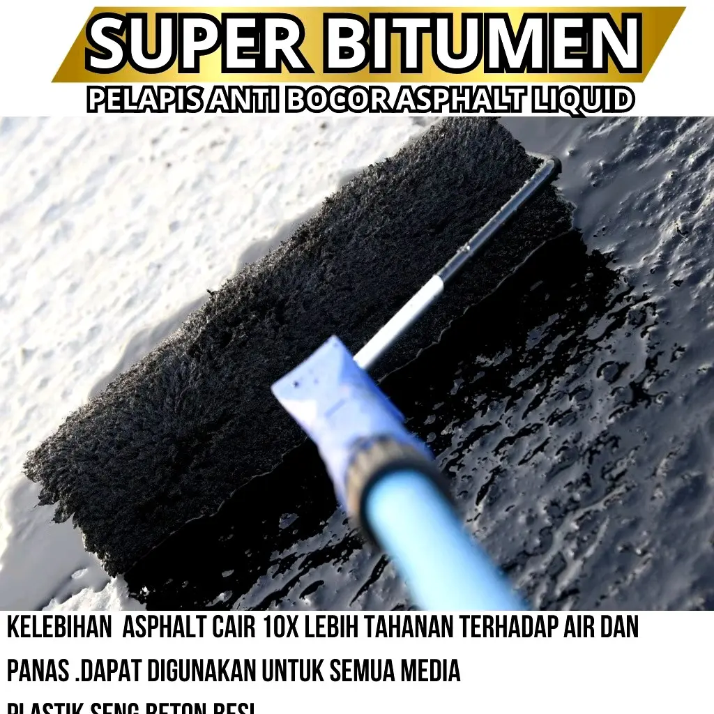 Super bitumen aspal cair pelapis anti bocor dan rembes extra kuat 1Liter Paint Kamar