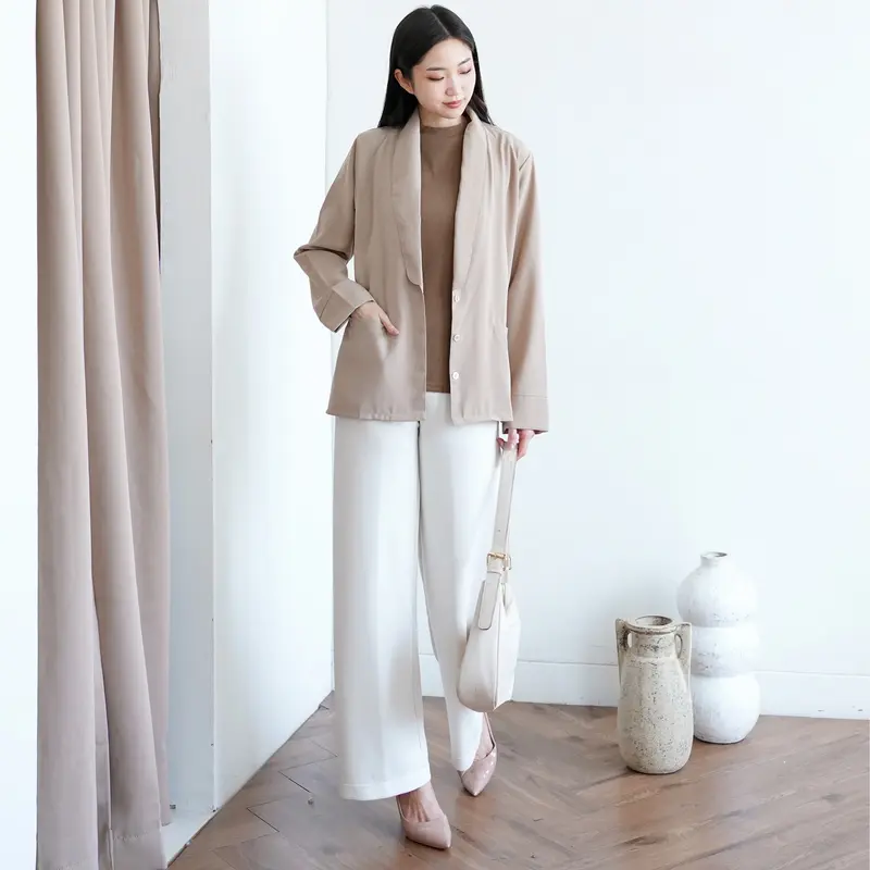 JENNA Blazer Outer x MSD-Blazer outer hijab katun linen flowy korean Style kerja casual Nyaman Santai Tangan Panjang Wanita 8