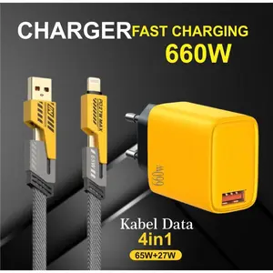 Charger 660W Batok 131 + Kabel Data 4 IN 1 Fast Charging USB Type A, Type C, iOS Multiple Charging