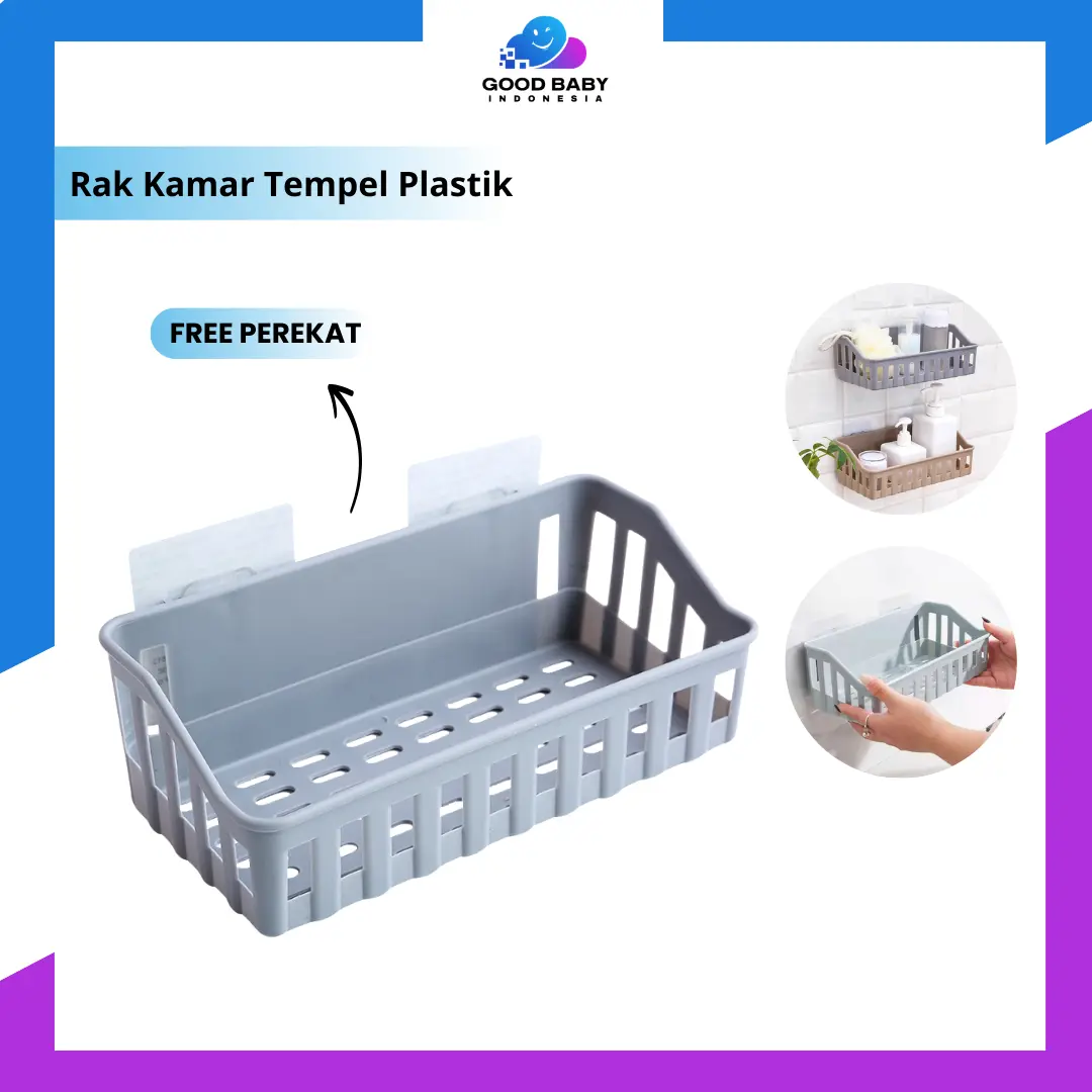 Rak Gantung Tempel Dinding plastik  | Rak kamar Mandi Sabun Odol Shampo | Rak Dapur Serbaguna  Penyimpanan dapat di tempel di Kayu atau Keramik