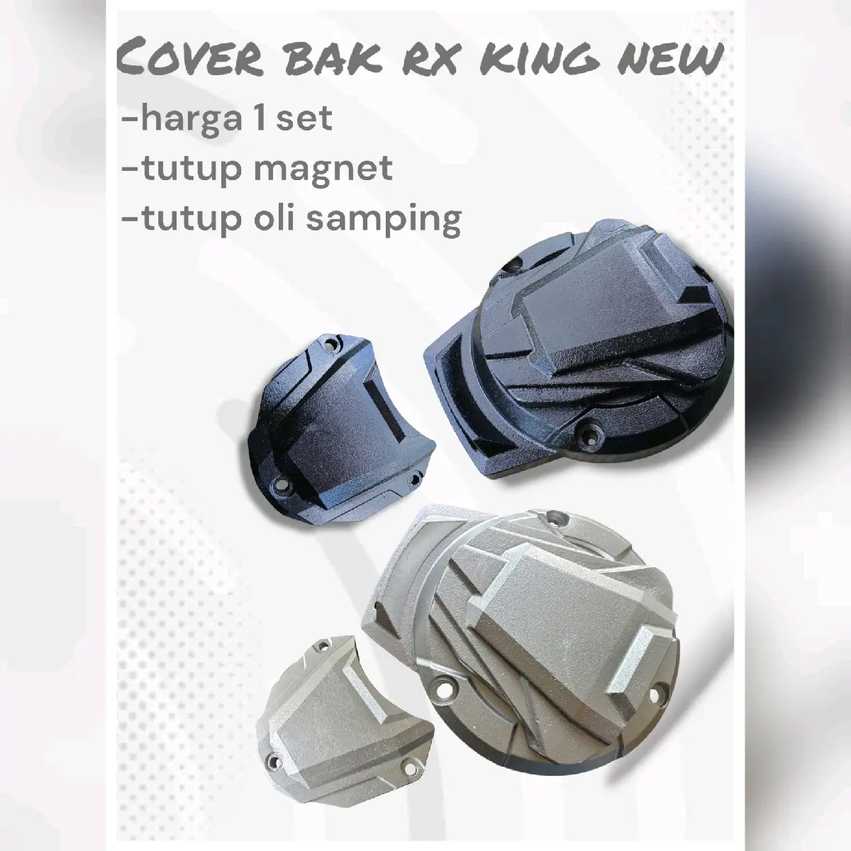 Bak cover mesin rx king new tutup oli samping tutup magnet set kanan kiri bahan alumunium
