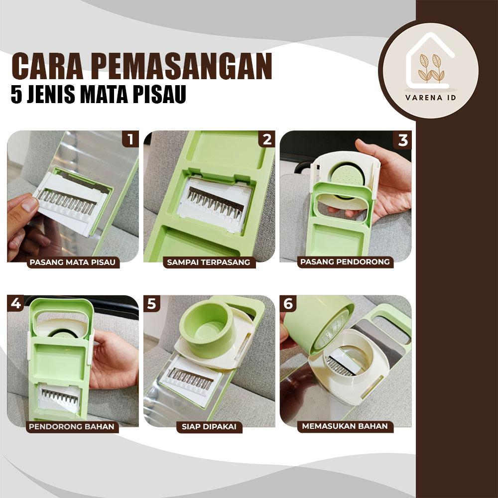 Parutan Sayur dan Buah Stainless Steel 5 Mata Pisau Parutan Multifungsi Pemotong Sayur dan Buah 5 Mata Pisau