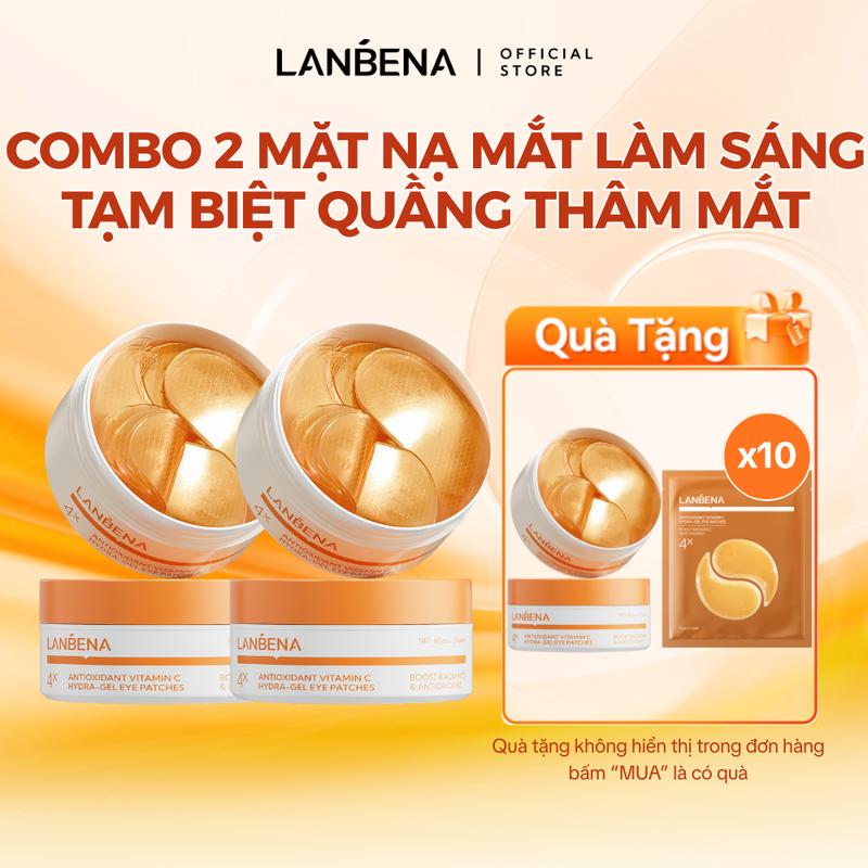 Huangan x Lanbena Combo 2 Mặt Nạ Mắt LANBENA Hỗ Trợ Dưỡng Sáng Giảm Quầng Thâm Mờ Nếp Nhăn Săn Chắc Da Giảm Bọng Mắt Dưỡng Ẩm Sâu Vùng Mắt Hỗ Trợ Trẻ Hóa Công Nghệ Gel Sinh Học Hai Mặt Lưới 60 Miếng