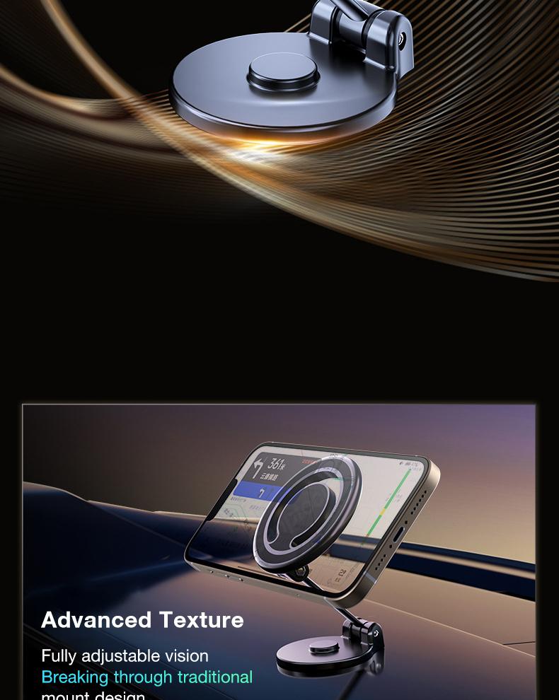Product Introduction of Sanptoch For Magsafe Foldable Car Mount 360°Rotatable Adjustable Magnetic Phone Holder For iPhone 14 13 12 Pro Max Mini Alloy Cellphone Holder For Car 3