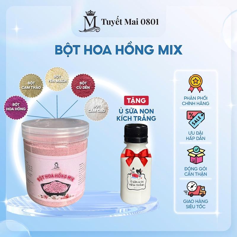 BỘT CÁNH HOA HỒNG MIX ( hỗ trợ sáng da, cấp ẩm )