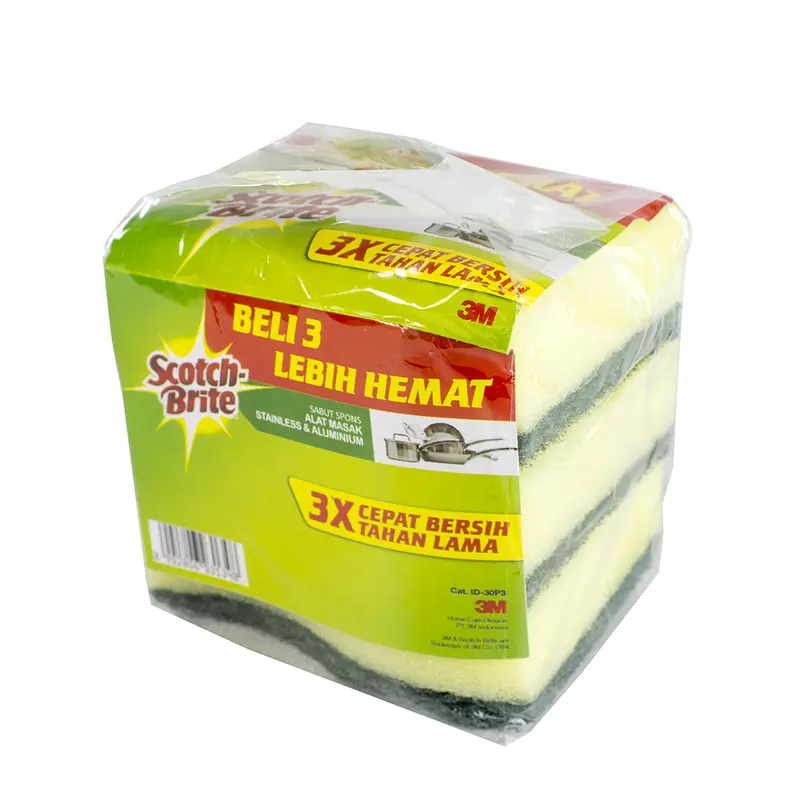 3M Scotch Brite 3 Pcs Sabut Spons Hijau Cuci Piring ID 30P3 6