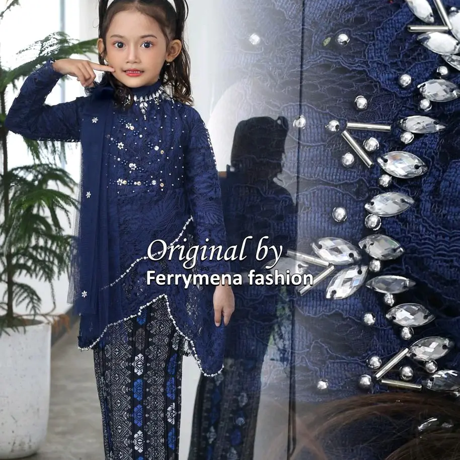 Stelan Kebaya Anak Kartini Brokat Selena Payet Stelan Kebaya Anak Moderen Mewah  Fashion