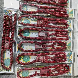 Rpahala tasbih kayu 99 + kemas plastik kertas terimakasih tasbih kayu souvenir Muslim Motif