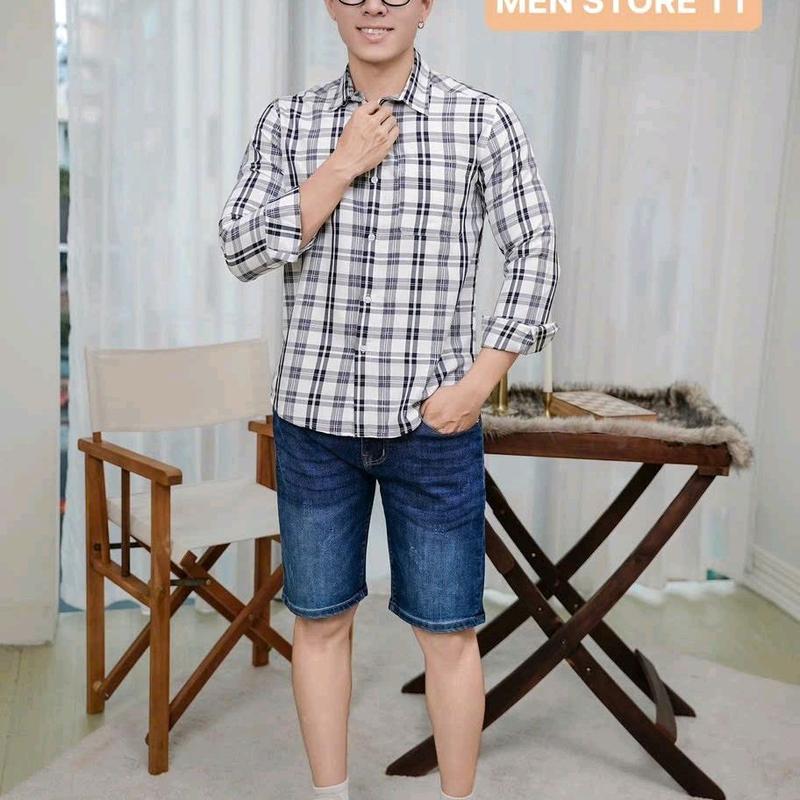 Áo sơ mi nam ca rô cô tôn tay dài mềm mịn thoáng mát, thấm hút mồ hôi - Có Cổ - Menswear Shirt 1
