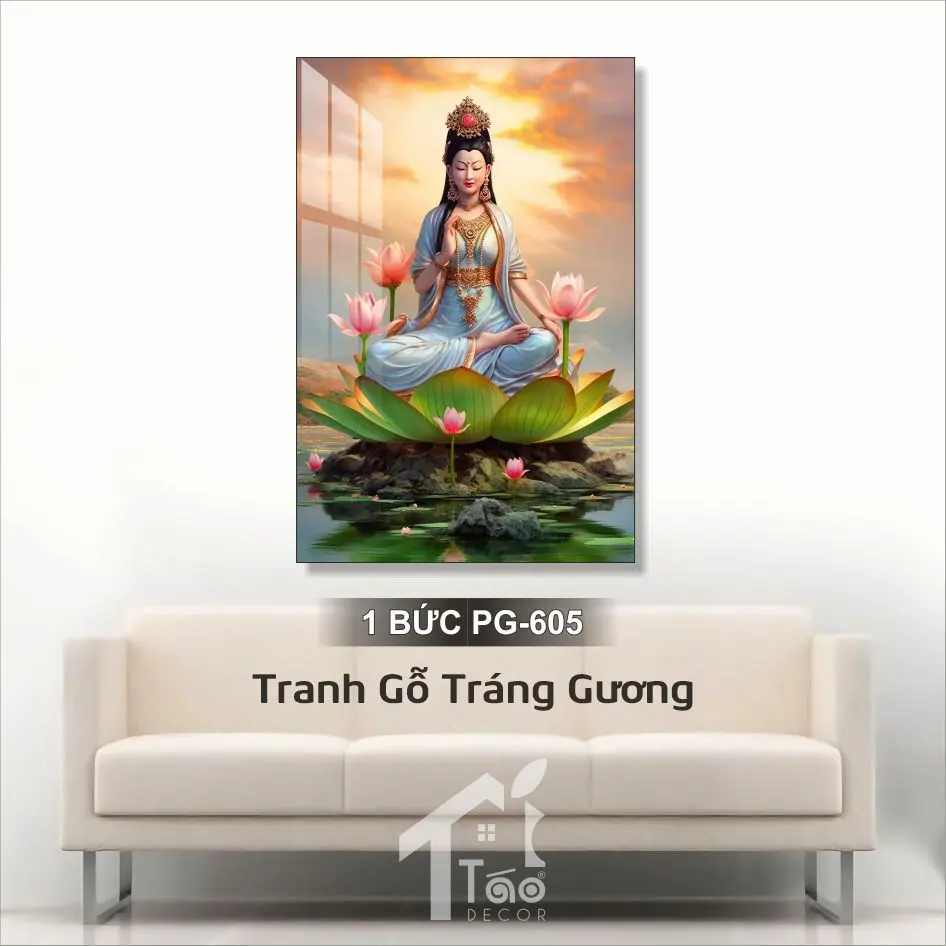 Trang Phật Giáo Tráng Trang Trí Phòng Thơ Kèm Đinh Treo Và Móc Chất Liệu MDF Có Phủ Bóng Táo Decor