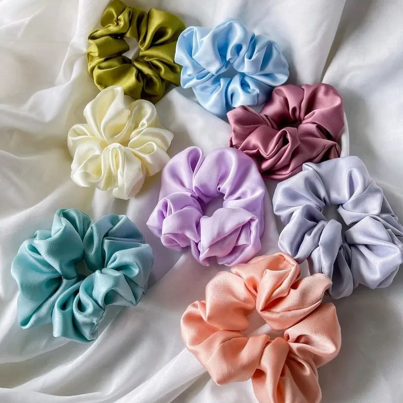Isi 8Pcs Scrunchie satin Uk.small Ikatrambut scrunchie cepol hijab korea 3