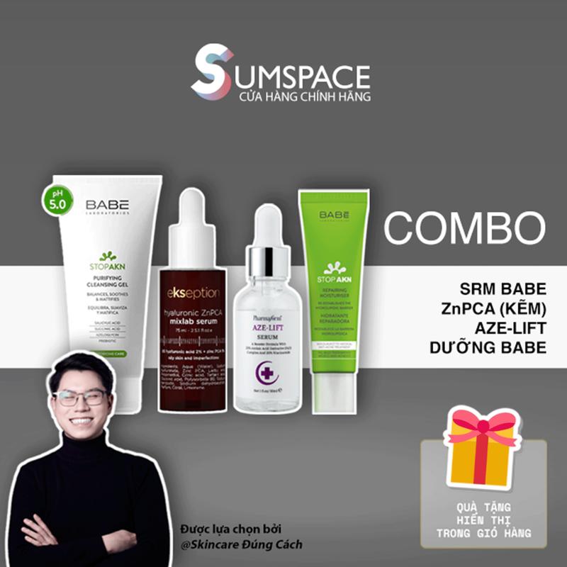   SUM SPACE x SƠN  Sữa Rửa Mặt BABE + Serum Ekseption ZnPCA  Kẽm  + Serum Pharmarform AZE-LIFT + Kem Dưỡng BABE Repairing - Combo Cho Da Mụn & Có Thâm 