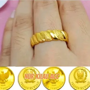 Cincin wanita model melintir berlapis koin 91 anti pudar