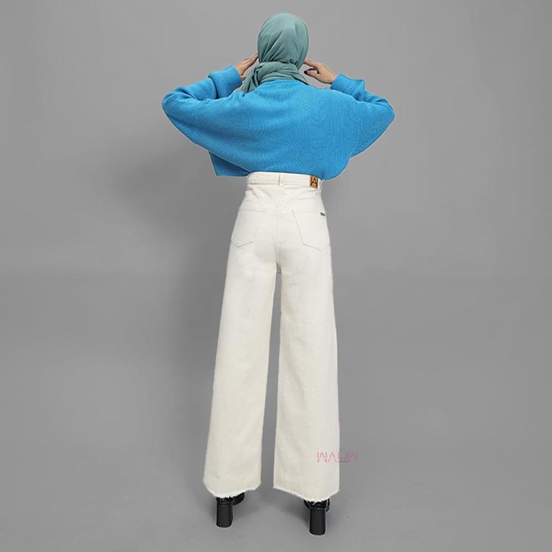 WAUW - ROCK ON Kulot Ripped Jeans Highwaist - Cream 2234 6
