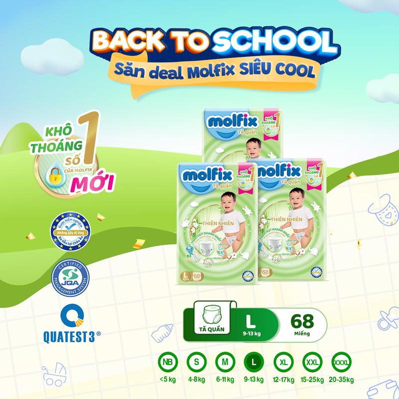 [Tặng xe chòi] Combo 3 Tã/bỉm quần Molfix Thiên nhiên Ultra Cho Bé [Bao bì thay đổi theo từng đợt nhập hàng]