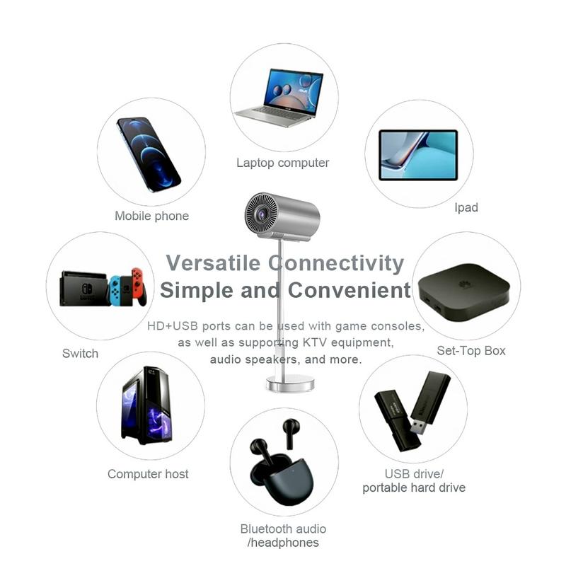Product Introduction of 【SG Ready Stock】 Mini 4K Full HD Projector Netflix Smart Android Ultra HD 1080P  Video Wireless WiFi Bluetooth Connection 3D Sound Speaker Portable Outdoor Office Home Theater Audio Adjustable Usb with Phone Screen Sync Wired LED Movie Projector LCD 13