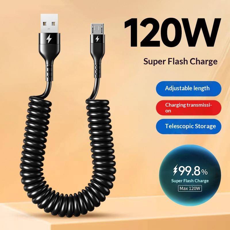 Cáp Dữ Liệu Lò Xo Ba Trong Một Siêu Sạc Nhanh 120W Thích Hợp Cho Cáp Sạc Kính…