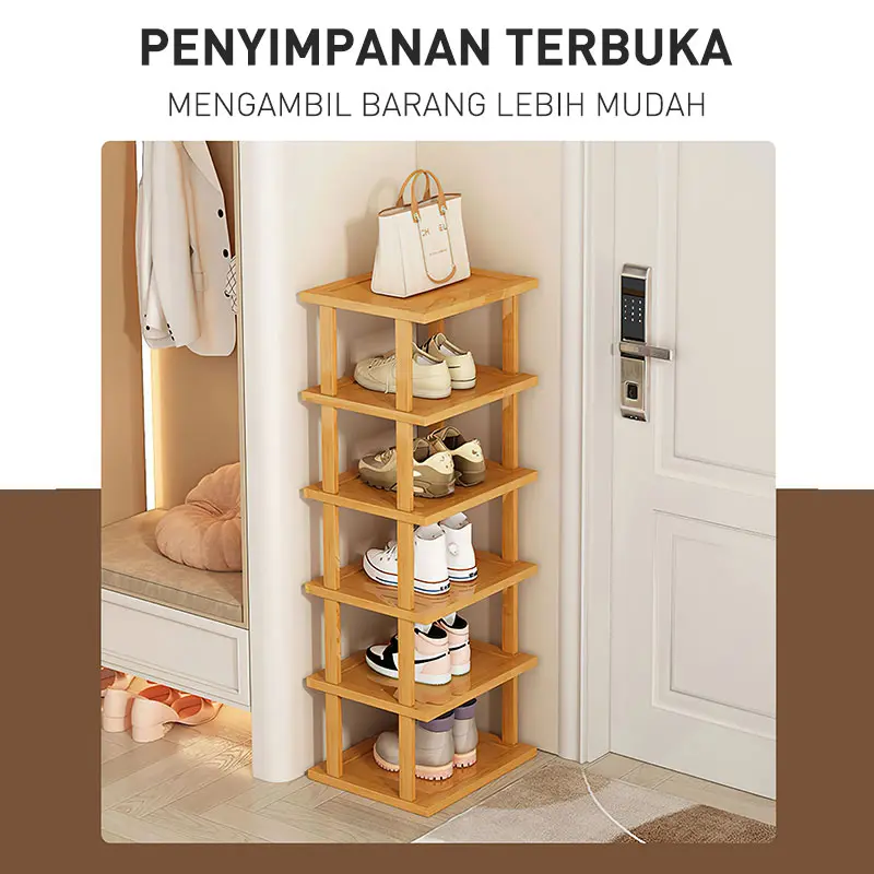 OKE Rak Sepatu 9 Susun Rak serbaguna kayu Rak Serbaguna Tempat Rak Sepatu Tembok Rak Sepatu Minimalis 5
