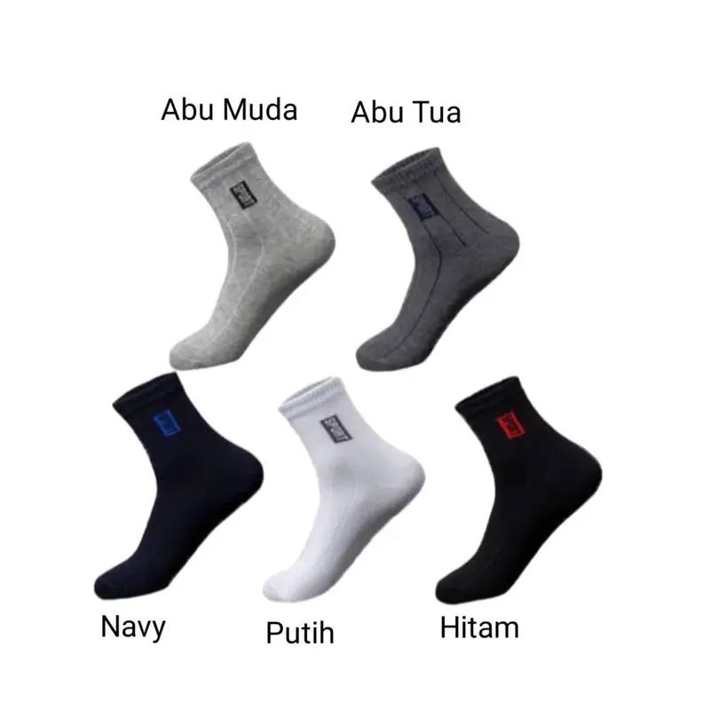 ( Business Sport) 3 Pasang kaos kaki kerja motif sport pendek 3/4 Di atas Mata Kaki Remaja Dan Dewasa Pria Wanita Hitam 2