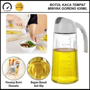 Botol Kaca Minyak Goreng 630ml Bottle Tempat Kecap Saus Anti Tumpah