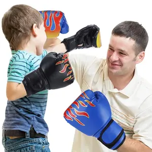 【READY STOCK】2Pcs Sarung Tangan Tinju Anak MMA Muay Thai Motif api Boxing Gloves Tinju Set