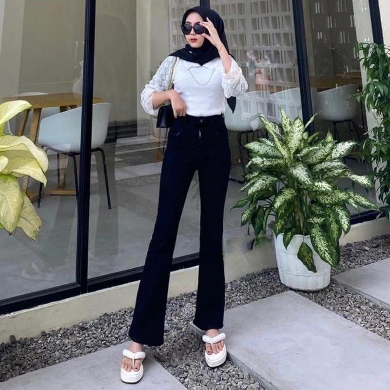 Product Introduction of SBL Highwaist Cutbray Jeans Wanita Kekinian Celana Denim Panjang Kerja Hitam Street Style Pas trendy jeans abu kehitaman combinasi hijau Nyaman Biru Muda 7