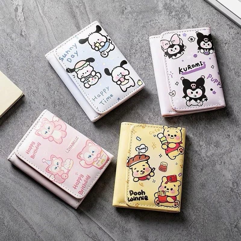 Ví Gấp 3 đựnġ Tiền Hình Nhân Vật Dễ Thương - Ví đựnġ Thẻ Với Thiết Kế Pooh Winnie, Kuromi & Puppy Hot