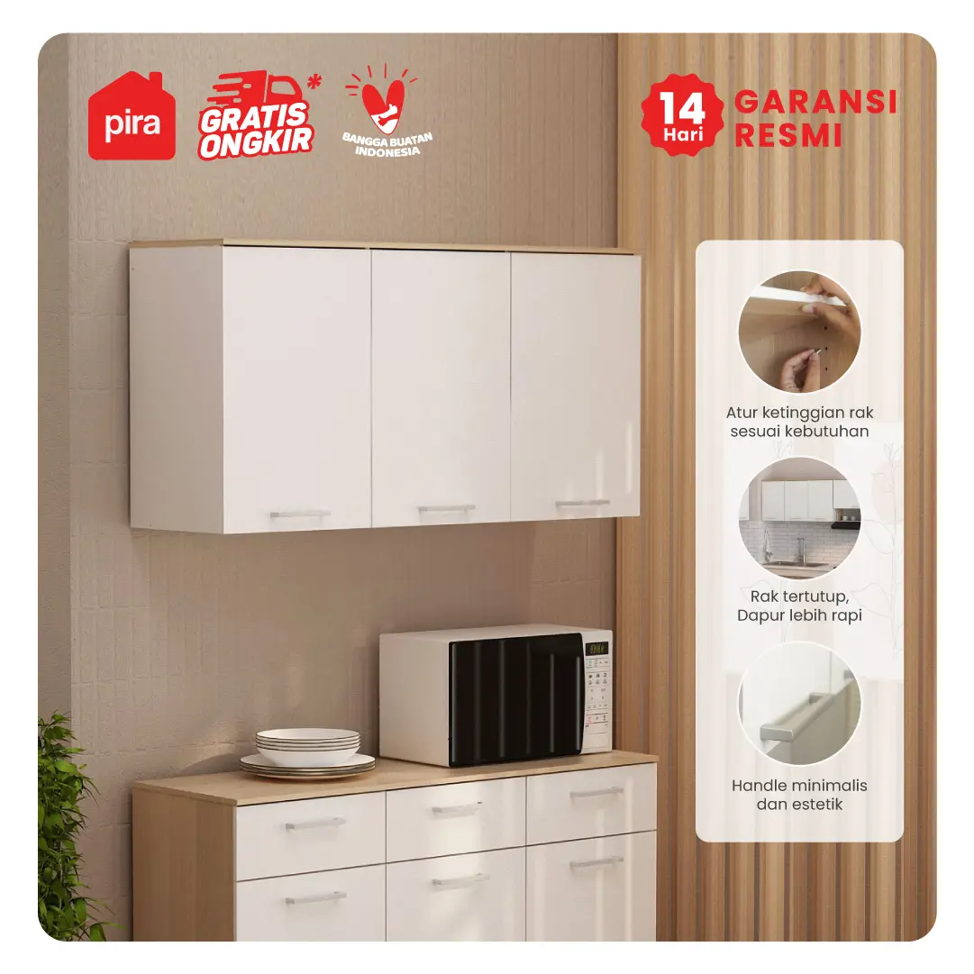 PIRA METROPOLIS OX -  ARUNA KC WU120 Rak Dapur / Rak Gantung Dapur / Kitchen Set Atas 3 Pintu