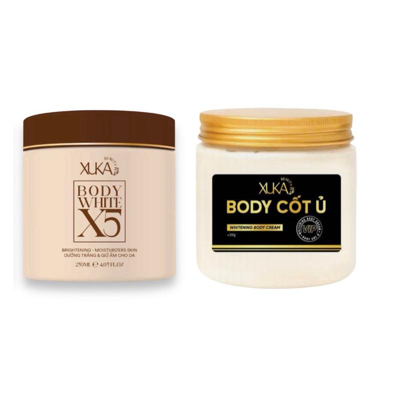  COMBO Kem Body X5 Xuka Beauty  250g + Kem Body Cốt Ủ VIP Xuka Beauty 300g - Hỗ Trợ Dưỡng Da 
