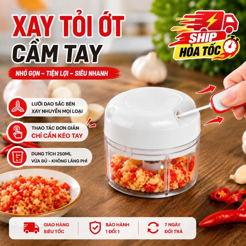 Xay Hành Tỏi Cầm Tay, Loại 2 Lưỡi, Xay Thực Phẩm Mini