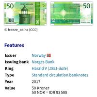 Gambar uang koleksi Norwegia 50 Kroner (The sea that binds us together) dari valerio collection Kota Denpasar 3 Tokopedia