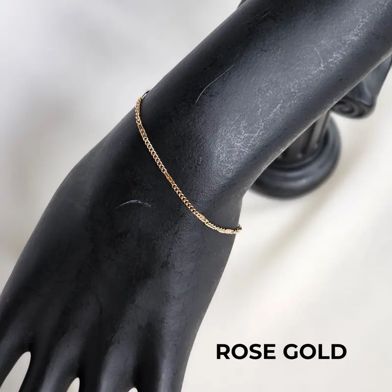 THIQLA - Gelang Tangan Wanita ALANA - Gelang Tipis Kecil Elegan Mirip Gelang Emas Asli - Gelang Cewek Estetik Anti Karat - Stainless Bukan Gelang Titanium 4