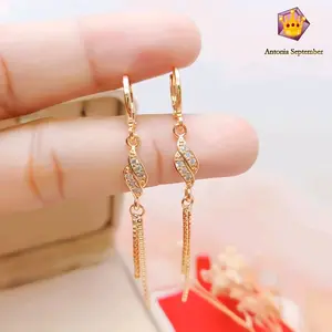 Anting Jurai Permata Simpel Ala Korea Lapis Emas 24K